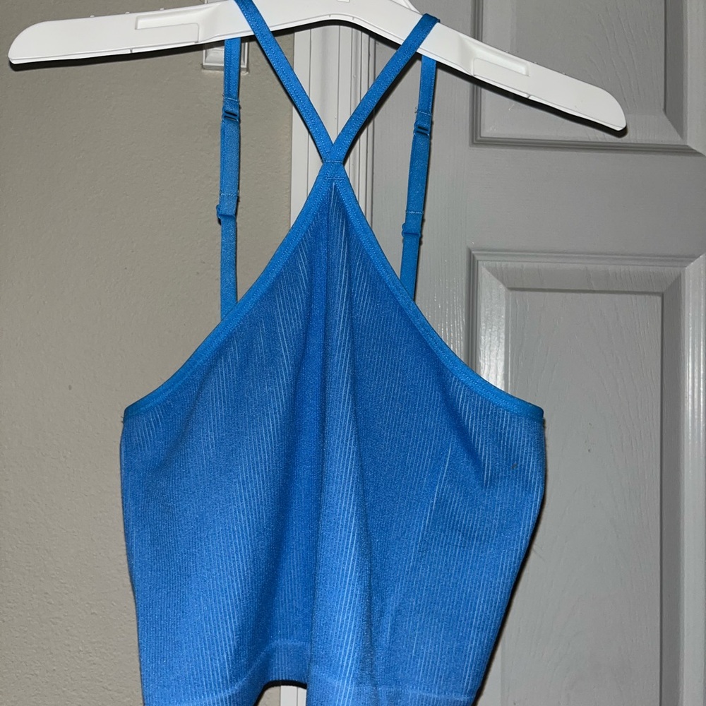 Blue Ribbed Tank Top